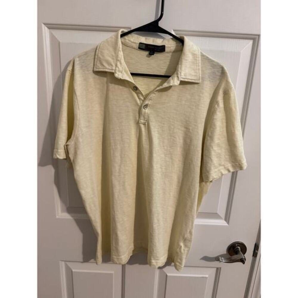 Robert Barakett Mens 100% Cotton Golf Polo Pale Yellow L